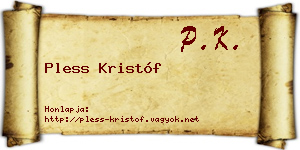 Pless Kristóf névjegykártya