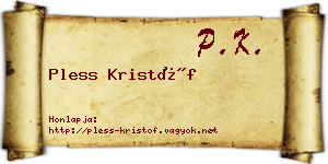 Pless Kristóf névjegykártya